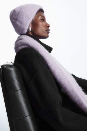 Women's COS Ribbed Mohair Beanie Purple NZ-15KQZOTLH