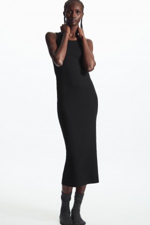 Women's COS Ribbed Tube Dress Black NZ-89WAZLESQ
