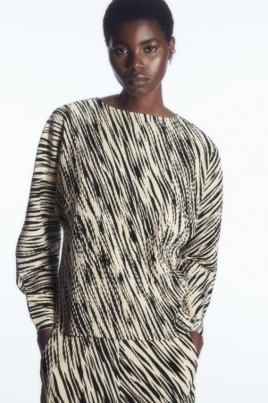 Women's COS Rounded Pleated Tops Beige NZ-84PRSINYK