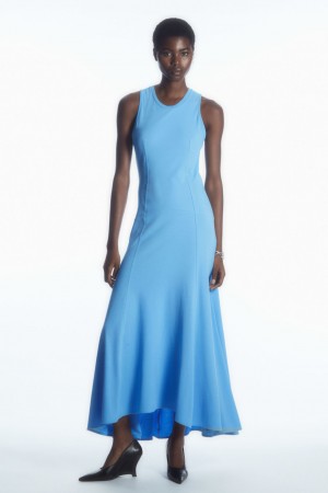 Women's COS Sleeveless Dropped-Waist Maxi Dress Light Blue NZ-73XWOFDIJ