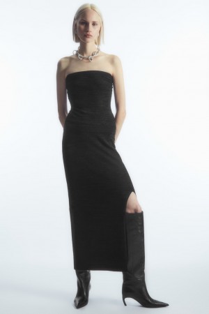 Women's COS Sparkly Textured Pencil Skirt Black NZ-90IOCTLVE