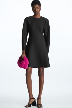 Women's COS Structured Scuba Mini Dress Black NZ-35GHIJCUA