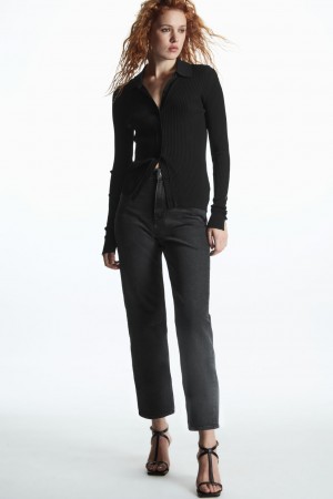 Women's COS Symmetry Straight Jeans Black NZ-16XEULAKD
