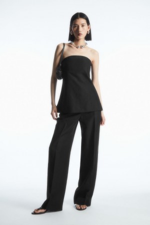 Women's COS Tailored Straight-Leg Pants Black NZ-56CYHIXUD