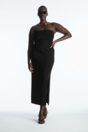 Women's COS Textured Pencil Skirt Black NZ-98IMCUWKA