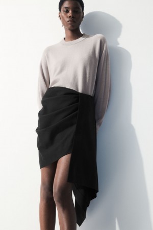 Women's COS The Asymmetric Draped Mini Skirt Black NZ-27TNIGOCF