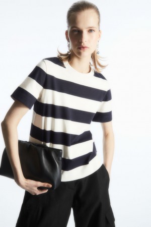 Women's COS The Clean Cut T-Shirt Navy NZ-36OJHARIP