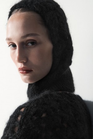 Women's COS The Crochet-Knit Balaclava Hats Black NZ-78FLQTJGI