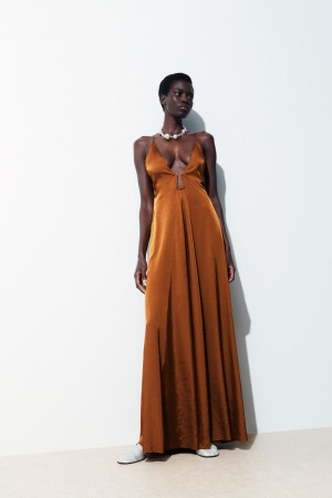 Women's COS The Cutout Slip Dress Brown NZ-27MHCXGNK