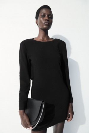 Women's COS The Draped Open-Back Mini Dress Black NZ-30JRSLXUN