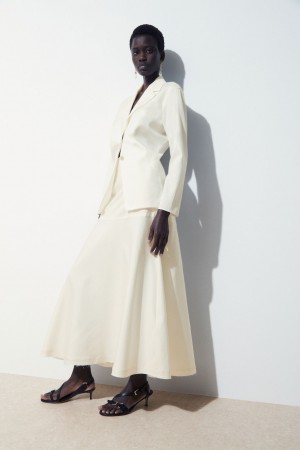 Women's COS The Flared Silk Skirt White NZ-54LNGYISH