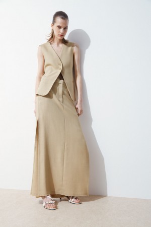 Women's COS The High-Slit Maxi Pencil Skirt Beige NZ-60AGOBWHS