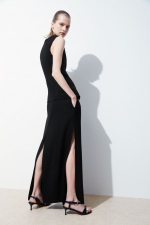 Women's COS The High-Slit Maxi Pencil Skirt Black NZ-08GQTZPXS