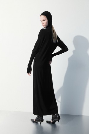 Women's COS The Hooded Wool Dress Black NZ-89HUKFCAE