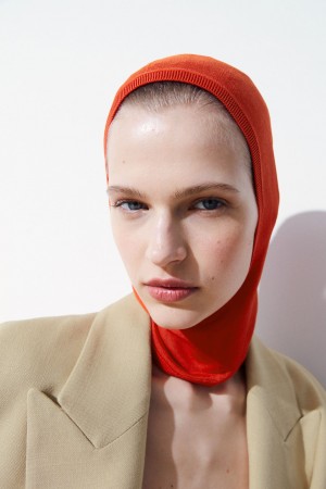 Women's COS The Knitted Balaclava Hats Orange NZ-38IUYLSZB