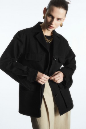 Women's COS Twill Utility Jackets Black NZ-93NTBXQDR