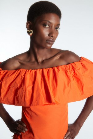 Women's COS Voluminous Off-The-Shoulder Tops Light Orange NZ-73TPCODAB