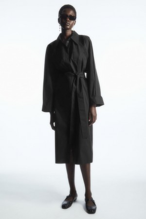Women's COS Voluminoused Midi Dress Black NZ-81TFLXJQM