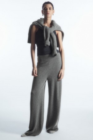 Women's COS Wide-Leg Pure Cashmere Pants Grey NZ-48MCDOGWK