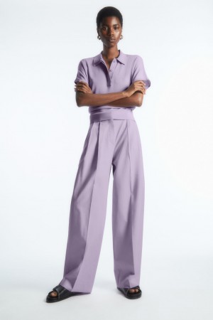 Women's COS Wide-Leg Tailored Pants Light Purple NZ-92CLBVMKD