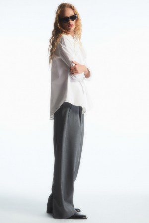 Women's COS Wide-Leg Tailored Wool Pants Grey NZ-98THGCFIB