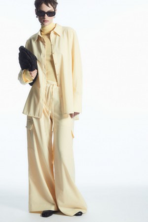 Women's COS Wide-Leg Wool Cargo Pants Light Yellow NZ-61AKPYFMZ