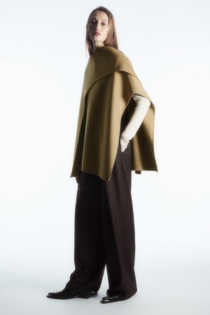 Women's COS Wool-blend Cape Tops Light Brown NZ-24QYMRZCB
