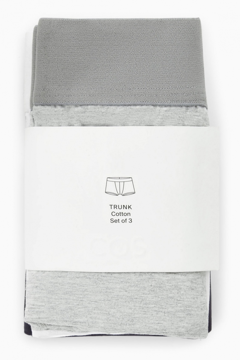 Men's COS 3-Pack Jersey Boxer Briefs Grey / White / Black NZ-97XVAQZOW
