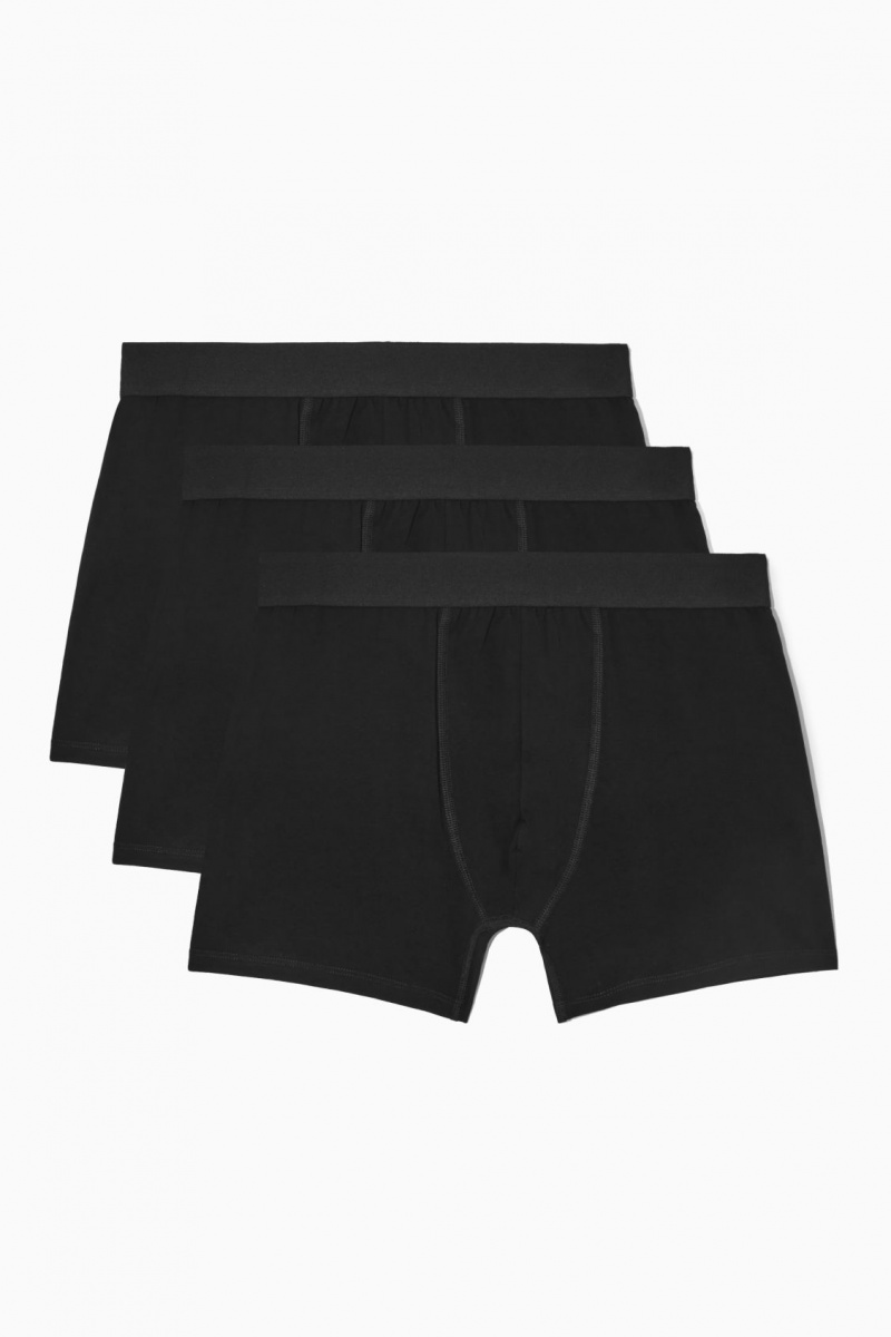 Men\'s COS 3-Pack Long Boxer Briefs Black NZ-28GIOPLQB