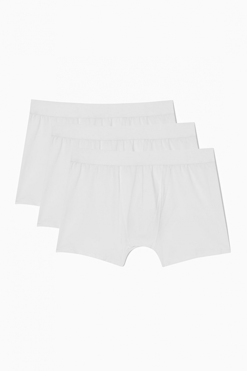 Men\'s COS 3-Pack Long Boxer Briefs White NZ-75AYRGDVN