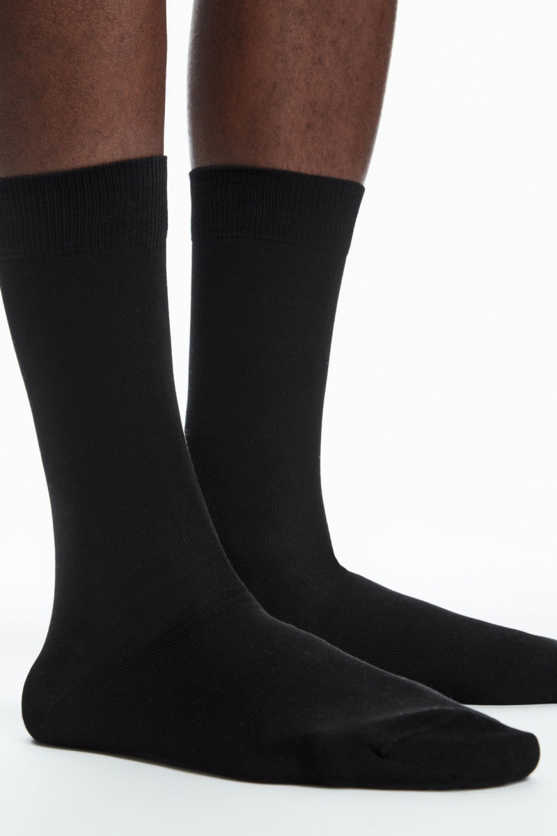 Men's COS 3-Pack Mercerised Cotton Socks Black / Grey NZ-93IPQLSOG