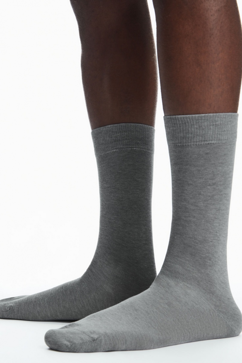 Men's COS 3-Pack Mercerised Cotton Socks Black / Grey NZ-93IPQLSOG