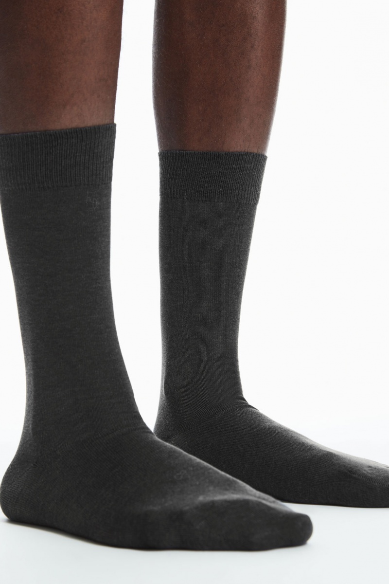 Men's COS 3-Pack Mercerised Cotton Socks Black / Grey NZ-93IPQLSOG
