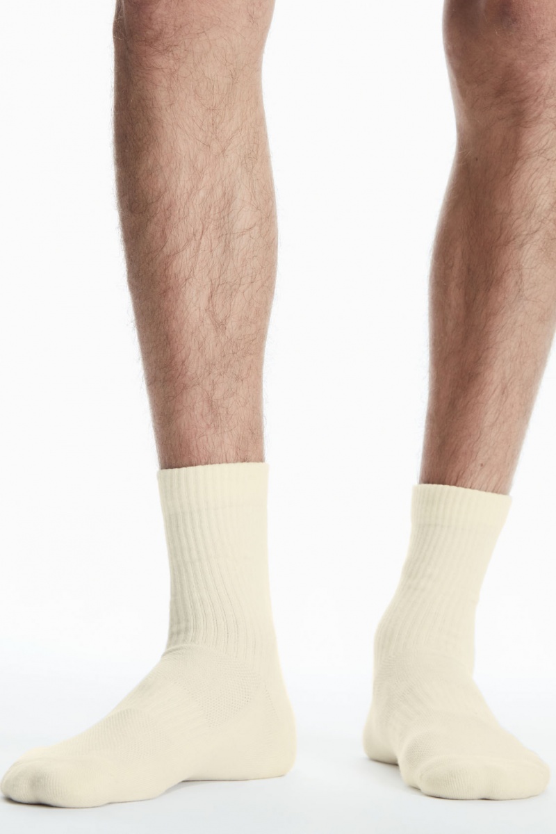 Men's COS 3-Pack Ribbed Sports Socks White NZ-89AJTBZYF