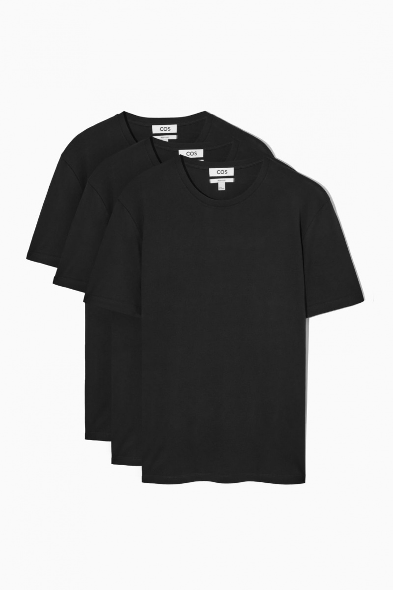 Men's COS 3-Pack The Extra Fines T-Shirt Black NZ-26CMQBYRS