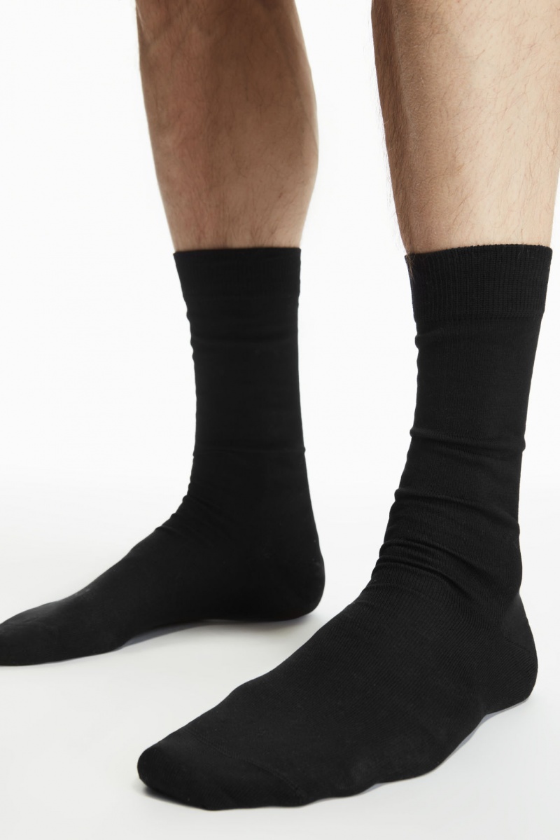 Men's COS 5-Pack Mercerised Cotton Socks Black NZ-79ZBMRKOS