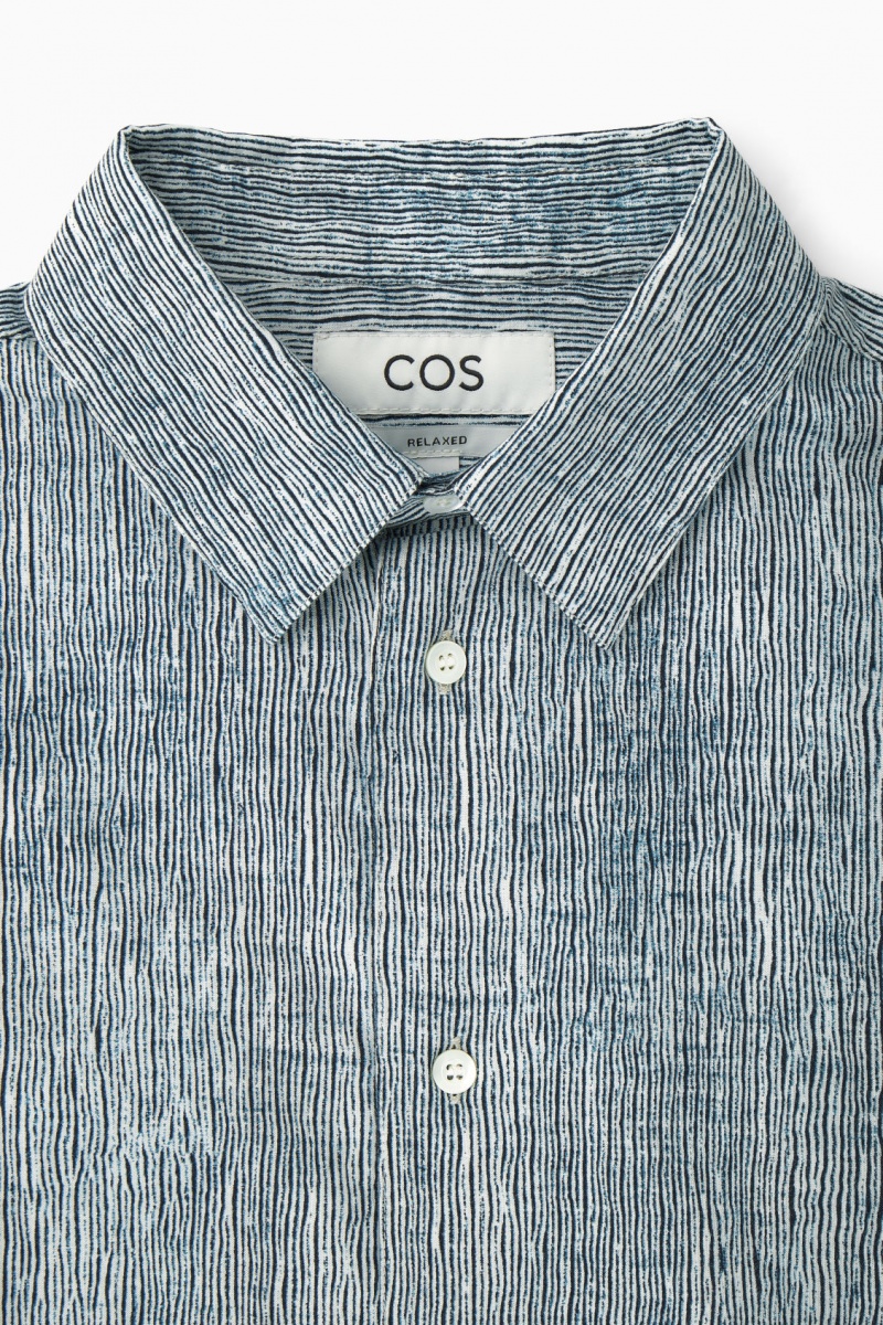 Men's COS Abstract-Print Shirts Blue / White NZ-37OBJZTUP