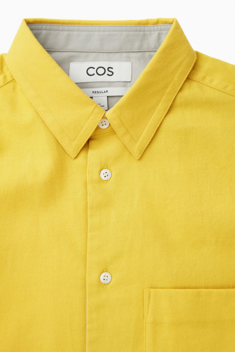 Men's COS Brushed-Cotton Shirts Yellow NZ-89HOVMKTN