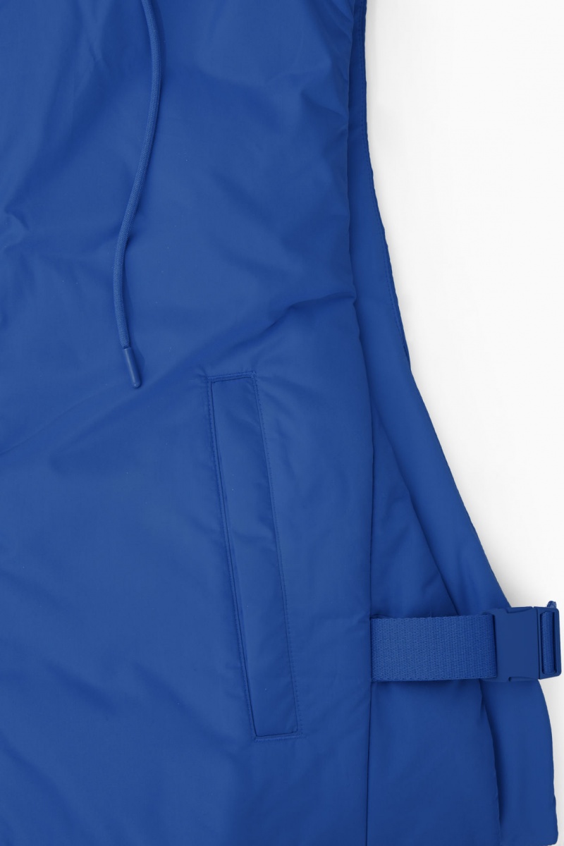 Men's COS Buckled-Side Padded Hooded Gilet Coats Light Blue NZ-79NMYEUTG