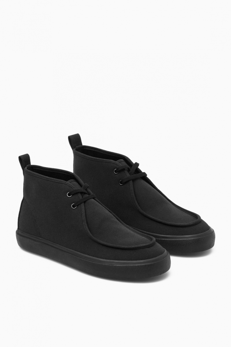 Men's COS Canvas Chukka Boots Black NZ-63YEXTAZP