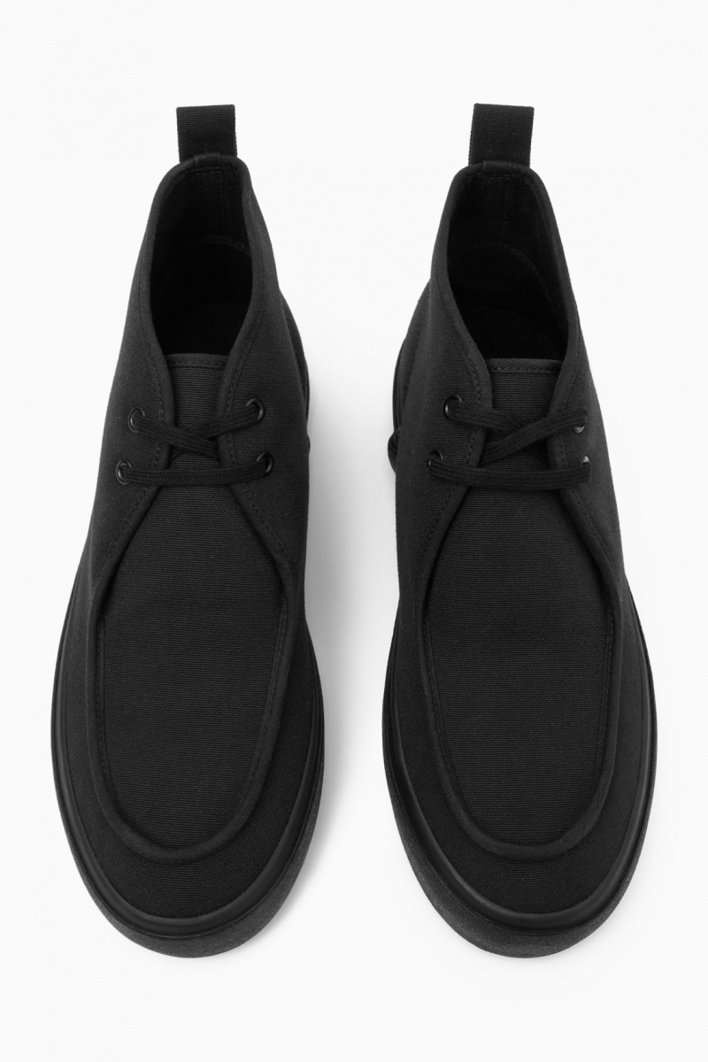 Men's COS Canvas Chukka Boots Black NZ-63YEXTAZP