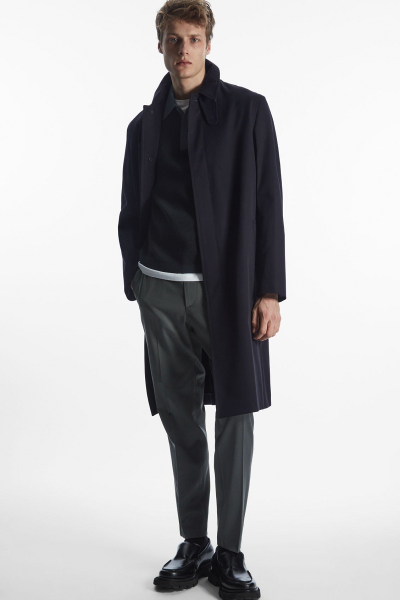 Men's COS Car Coats Navy NZ-35VOUELYP