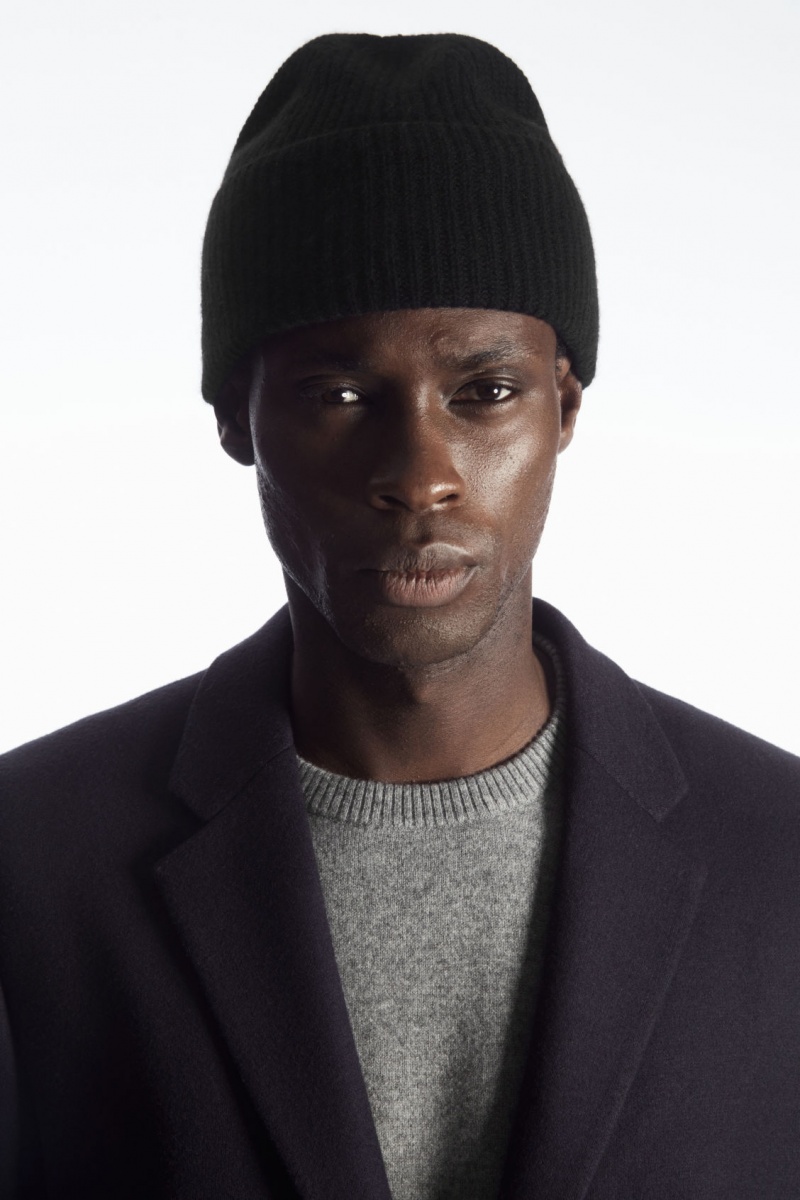 Men's COS Cashmere-Blend Beanie Black NZ-81QMLHCPJ