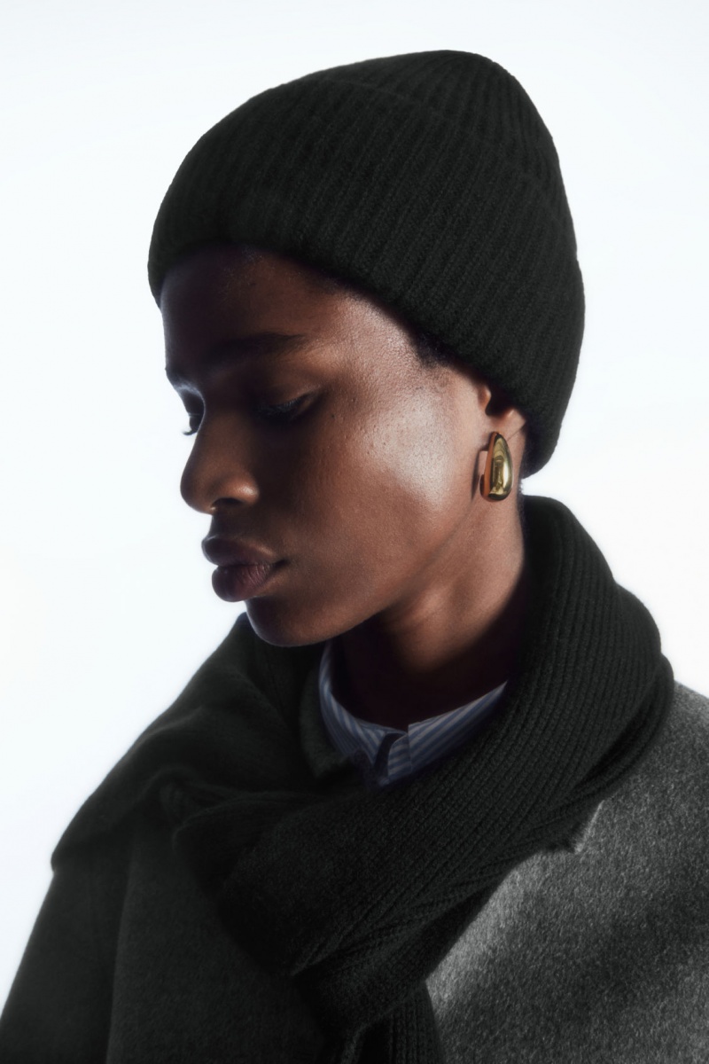 Men\'s COS Cashmere-Blend Beanie Black NZ-81QMLHCPJ