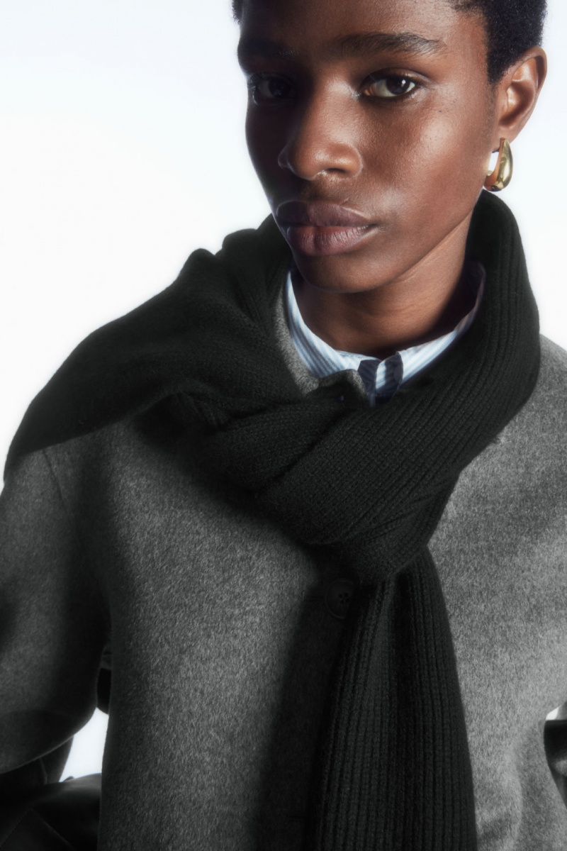 Men's COS Cashmere-Blend Scarf Black NZ-54ZPRHYSU
