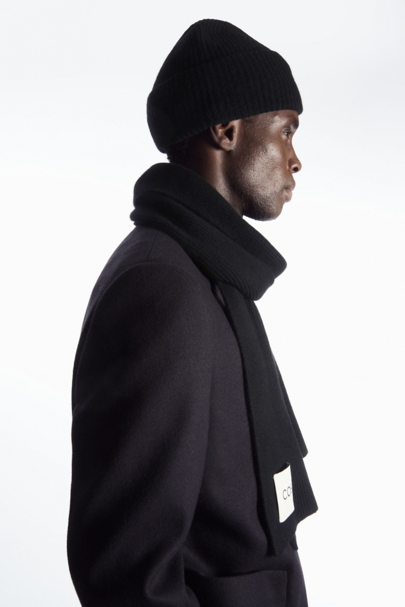 Men's COS Cashmere-Blend Scarf Black NZ-54ZPRHYSU