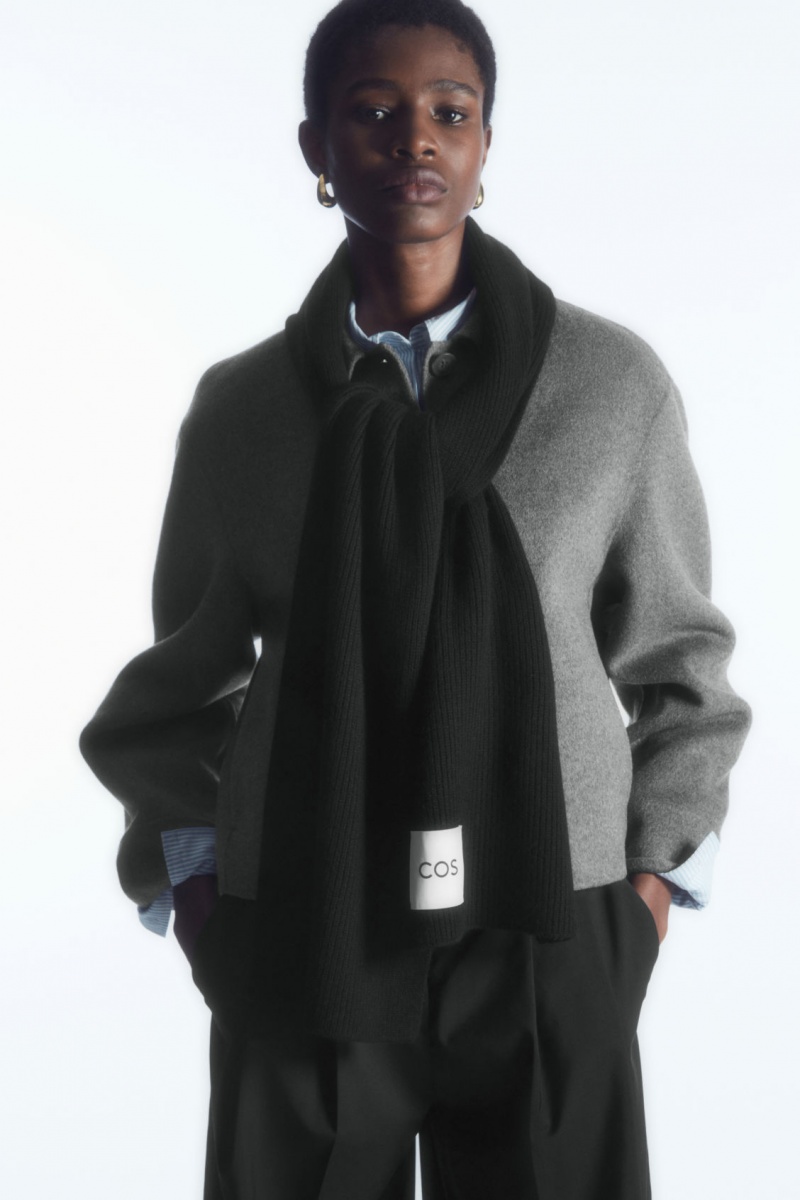 Men's COS Cashmere-Blend Scarf Black NZ-54ZPRHYSU