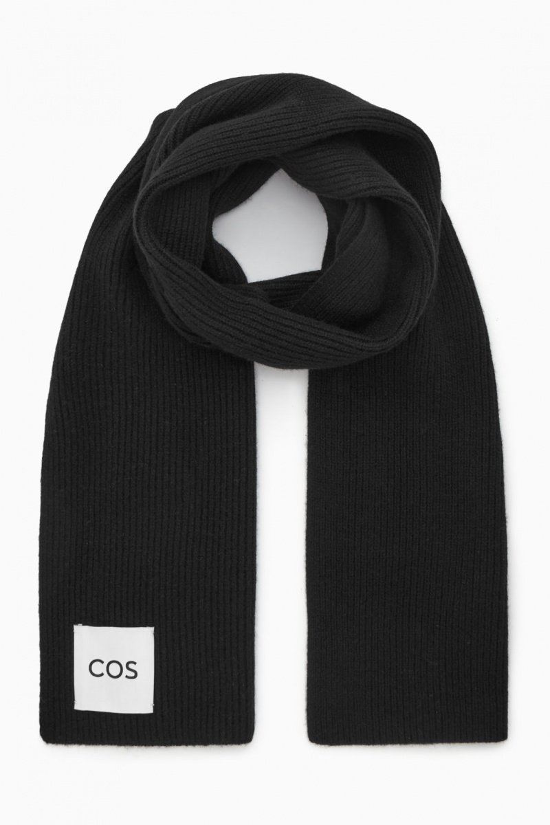 Men's COS Cashmere-Blend Scarf Black NZ-54ZPRHYSU