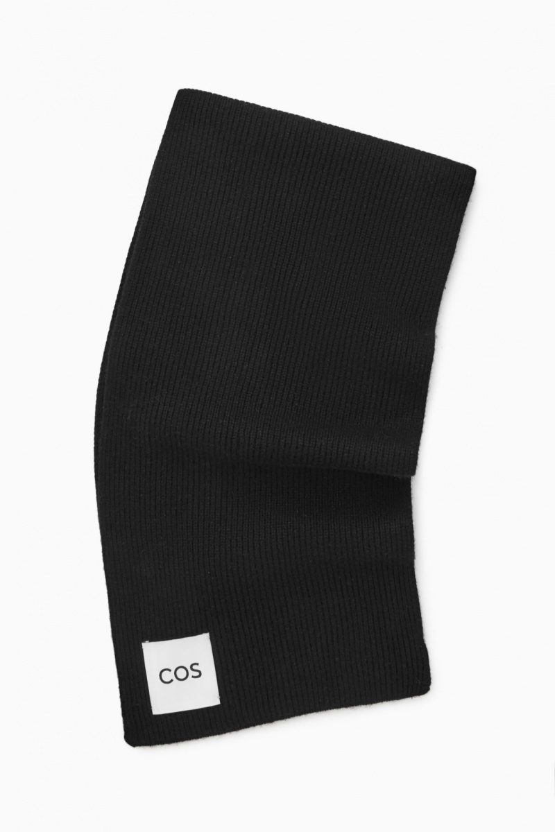 Men's COS Cashmere-Blend Scarf Black NZ-54ZPRHYSU