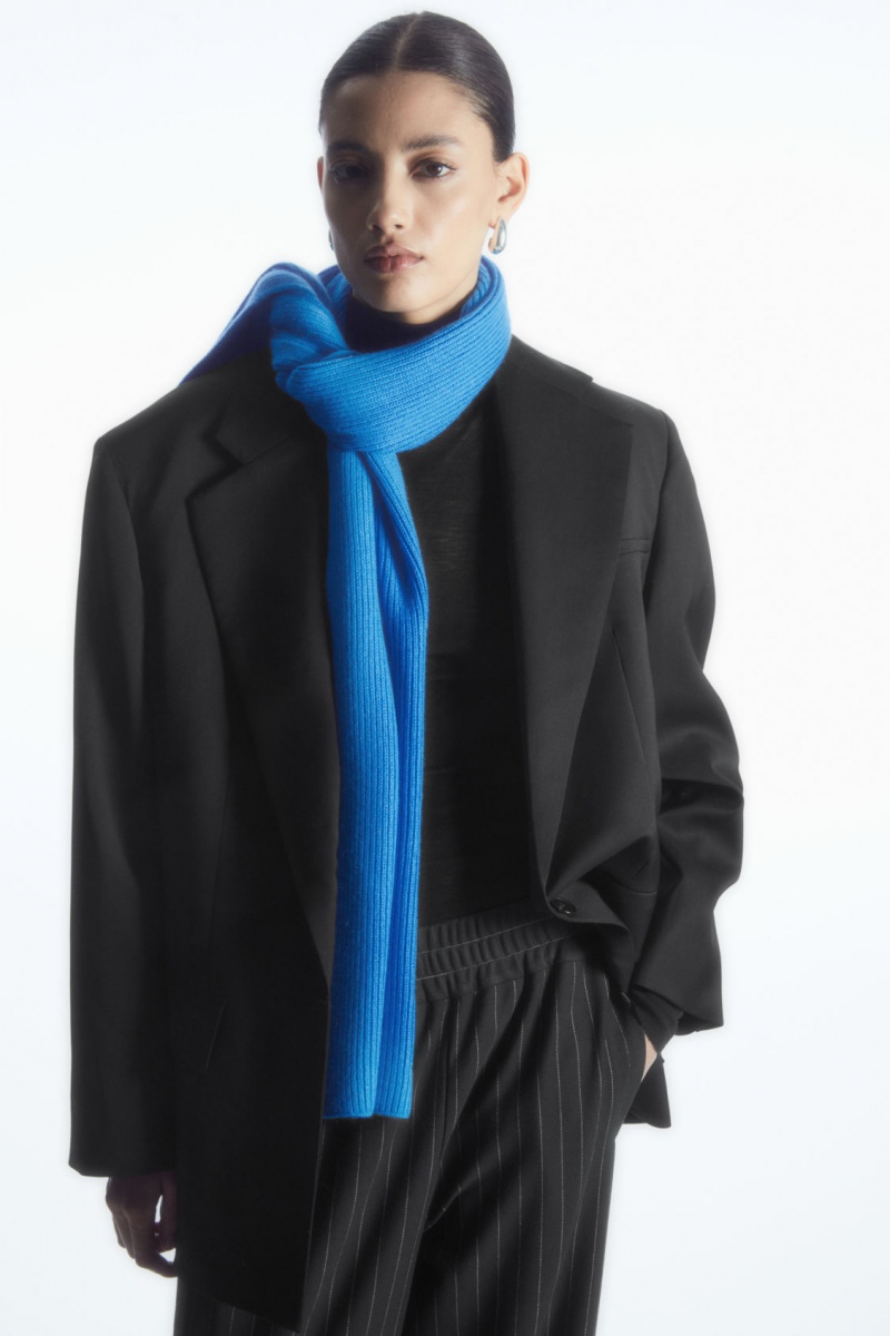Men's COS Cashmere-Blend Scarf Light Blue NZ-35QZLWROX